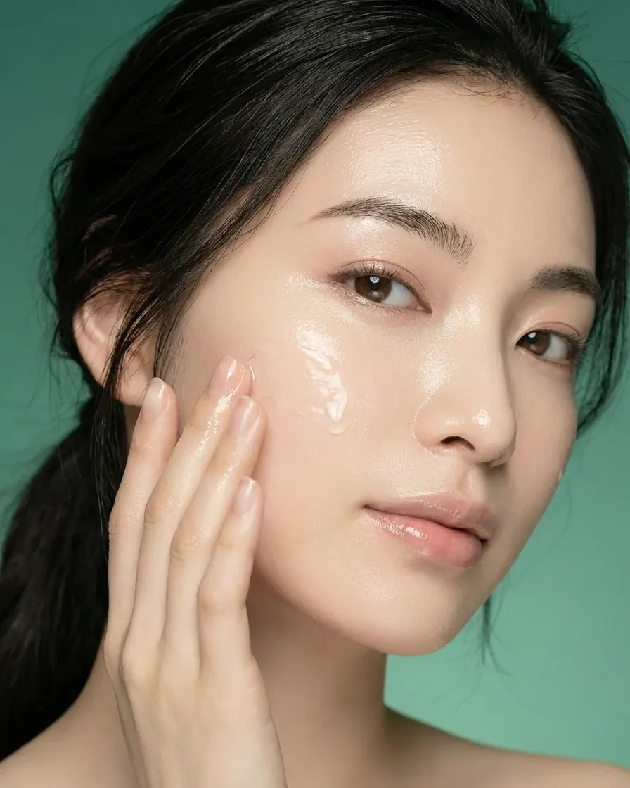 日本製の薬剤師監修スキンケアを使用する女性の肌イメージ